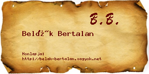 Belák Bertalan névjegykártya